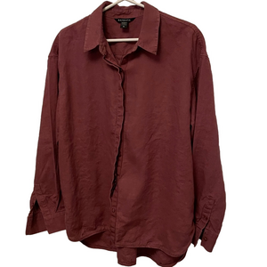 Women’s Athleta Playa Linen Button Up Shirt in Tawny Rose Colour Size XL